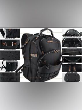 Men's Black Tactical Backpack with Organizer -